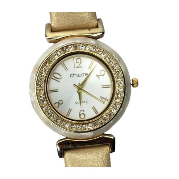 626 Chicos Genuine Leather Band Japan Movement Quartz Brown Marble Ladies Watch - Picture 1 of 12